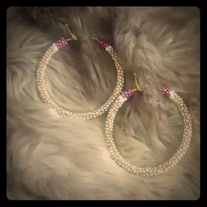 Metallic Magenta + Gold Hoop Earrings NWT